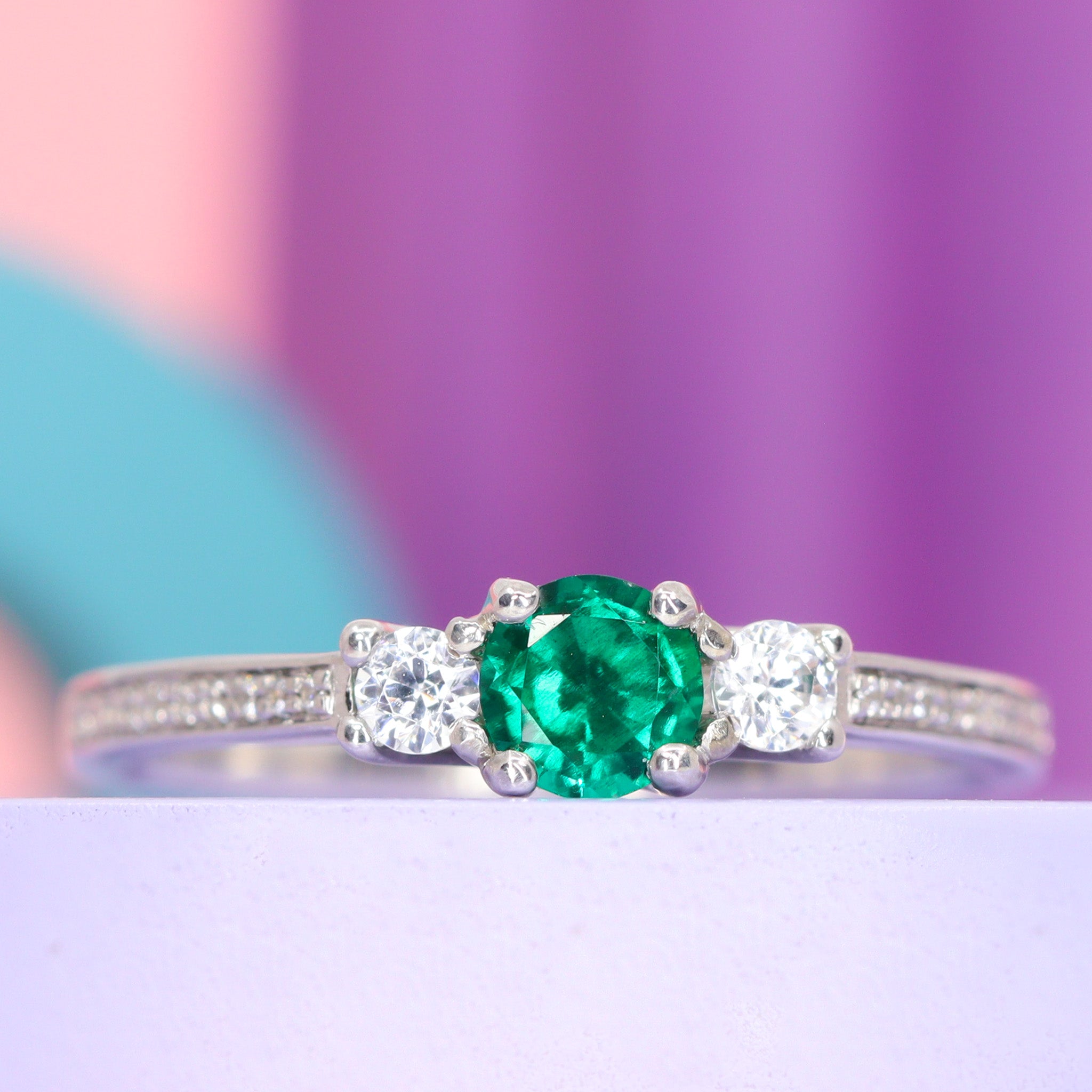 Emerald Cut Three Stone Diamond Engagement Ring | Emerald Cut Engagement  Ring | Emerald Cut Diamond Ring
